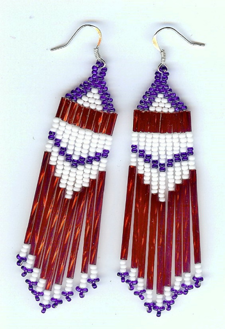 Red, White and Blue fringe beaded earrings